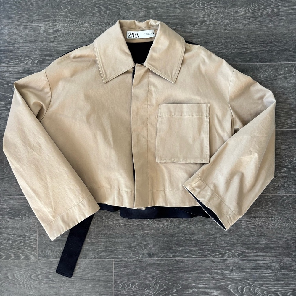 Zara Tan Cropped Trench Coat